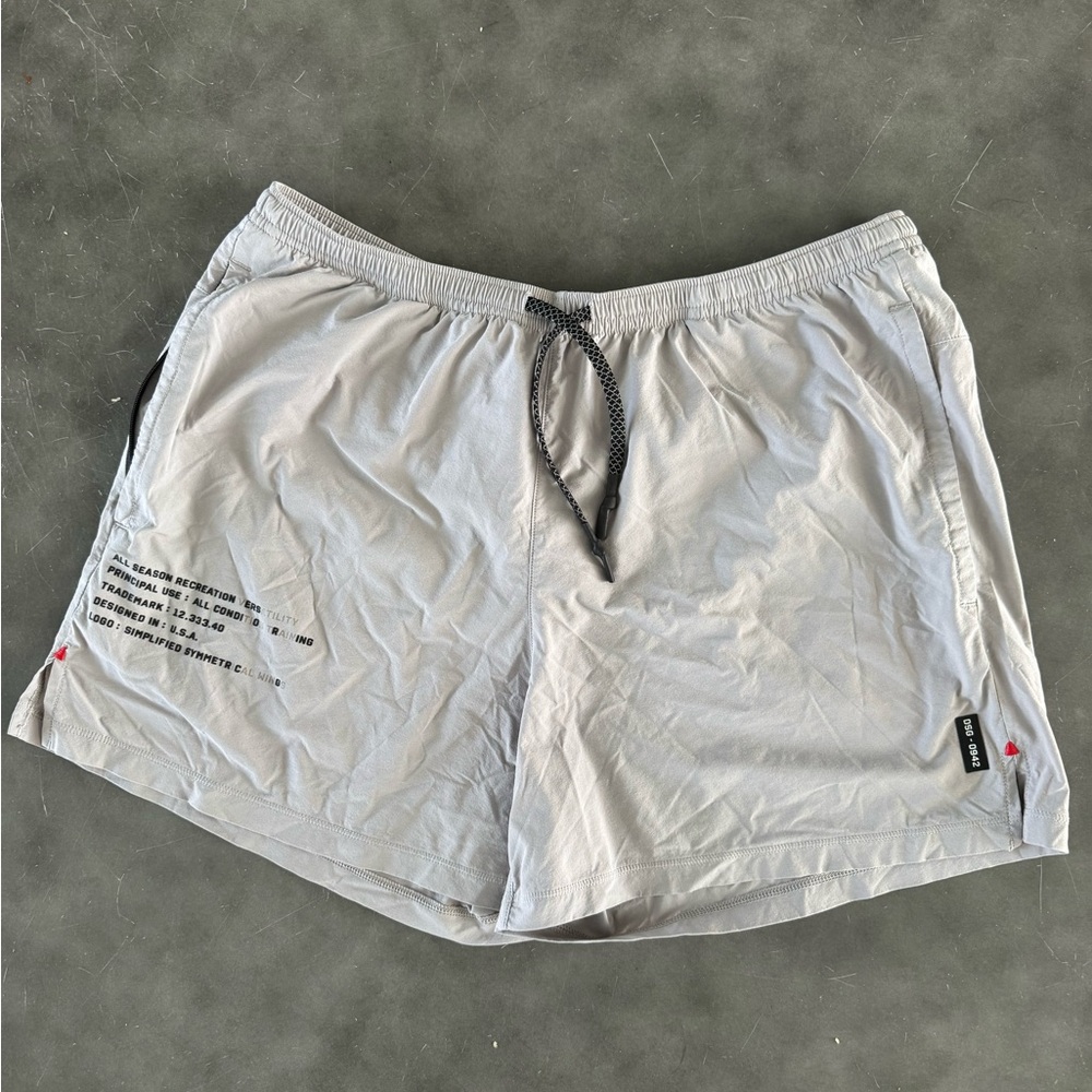 ASRV Light Gray Athletic Shorts with Black Drawstring